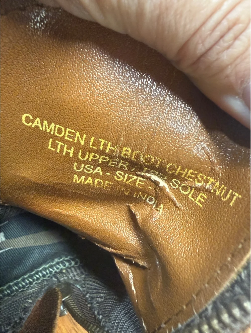 Crevo Camden Chestnut Leather Lace-Up Boots, US Size 9, Memory Foam Insole